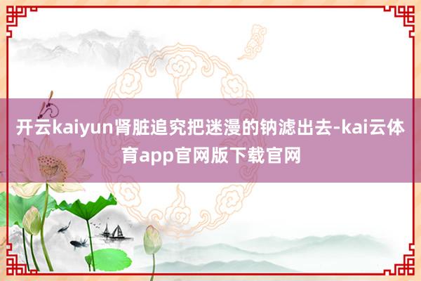 开云kaiyun肾脏追究把迷漫的钠滤出去-kai云体育app官网版下载官网