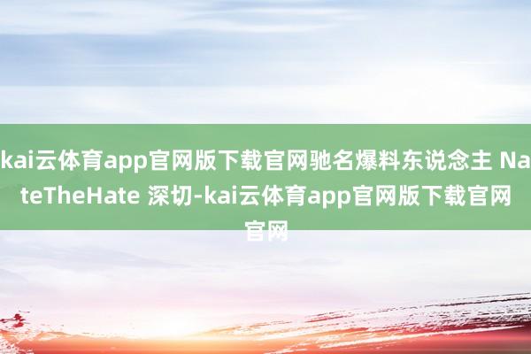 kai云体育app官网版下载官网驰名爆料东说念主 NateTheHate 深切-kai云体育app官网版下载官网