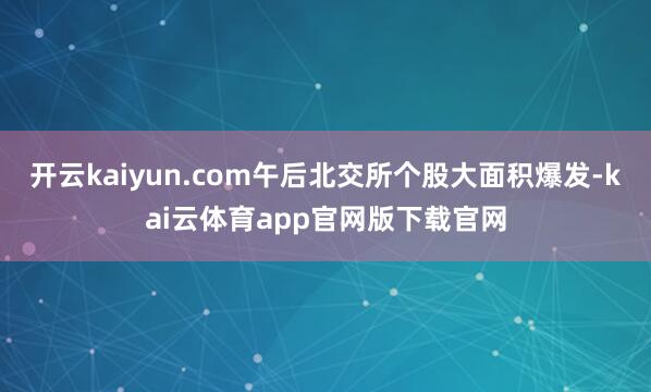 开云kaiyun.com午后北交所个股大面积爆发-kai云体育app官网版下载官网