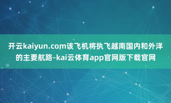 开云kaiyun.com该飞机将执飞越南国内和外洋的主要航路-kai云体育app官网版下载官网