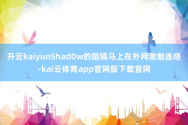 开云kaiyunShad0w的阻隔马上在外网激勉连络-kai云体育app官网版下载官网