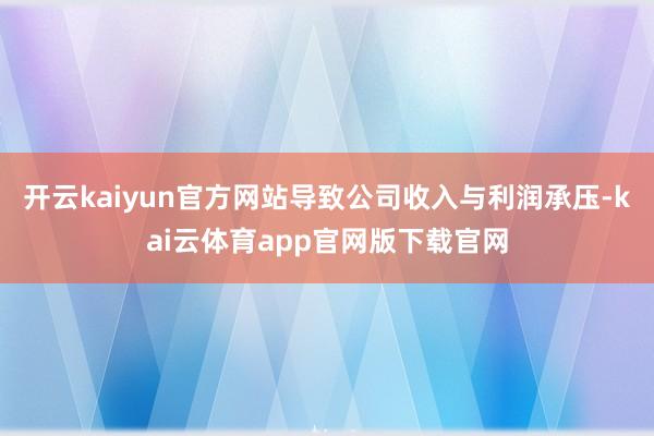 开云kaiyun官方网站导致公司收入与利润承压-kai云体育app官网版下载官网