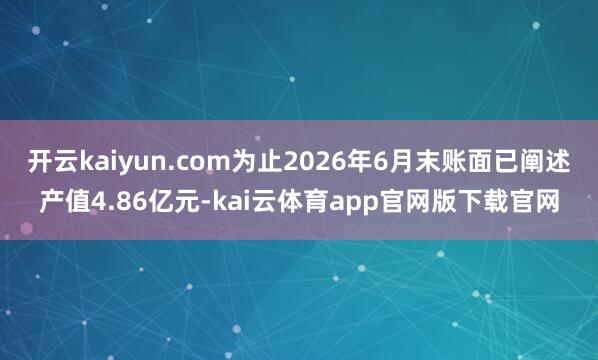 开云kaiyun.com为止2026年6月末账面已阐述产值4.86亿元-kai云体育app官网版下载官网