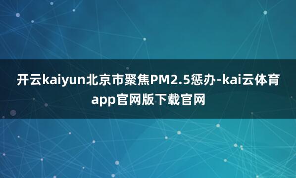 开云kaiyun北京市聚焦PM2.5惩办-kai云体育app官网版下载官网